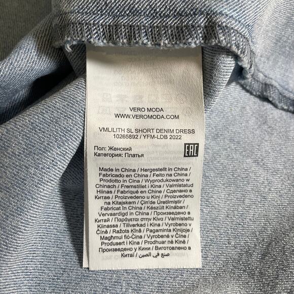 VERO MODA Women Lilith Denim Mini Dress Blue M Coastal Casual Chic Y2K Nostalgia - Picture 12 of 13